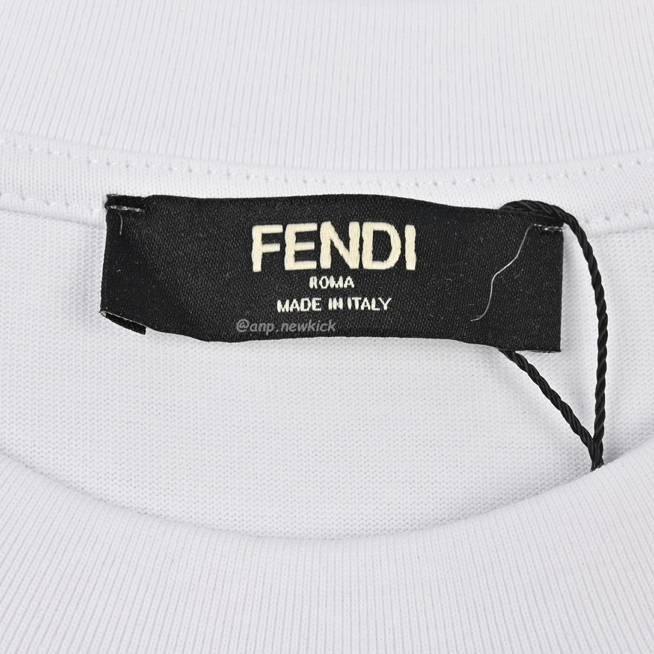 Fendi Pentagonal F Embroidered Flocked Round Neck Short Sleeved T Shirt (5) - www.newkick.vip